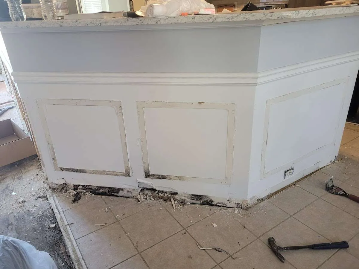 Water damage and mold on kitchen during Storm Damage Restoration in Glendale